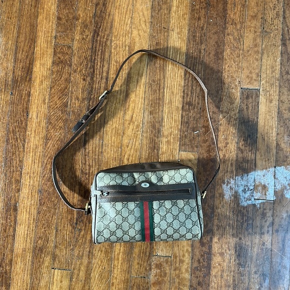 Gucci Handbags - GUCCI GG Supreme Canvas Web Sherry Line Shoulder Bag Beige PVC Vintage 80s 70s